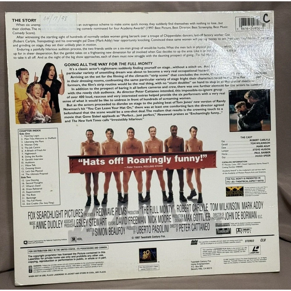 The Full Monty‎ Widescreen (Laserdisc, 1998)